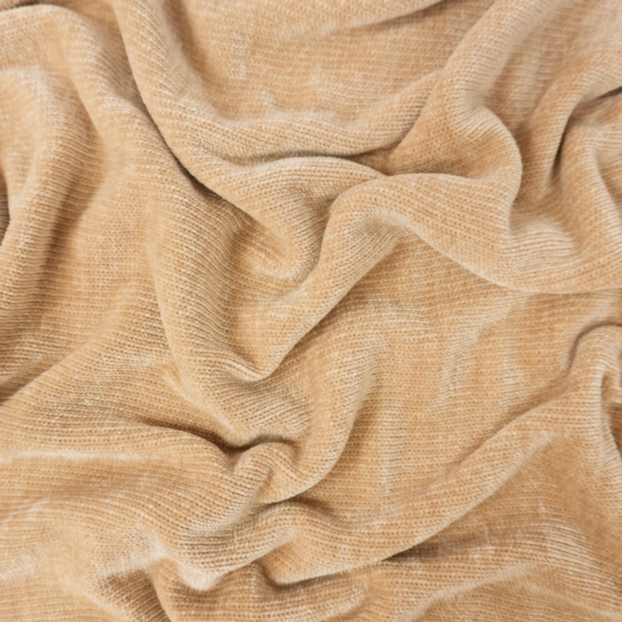 Beige Poly Chenille Solid Jersey Sweater Knit Fabric By the Yard